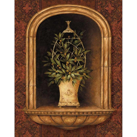 Olive Topiary Niches I Black Modern Wood Framed Art Print with Double Matting by Gladding, Pamela