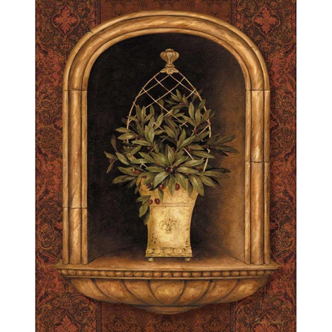 Olive Topiary Niches II Gold Ornate Wood Framed Art Print with Double Matting by Gladding, Pamela