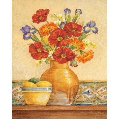 Salsa Poppies Gold Ornate Wood Framed Art Print with Double Matting by Gladding, Pamela