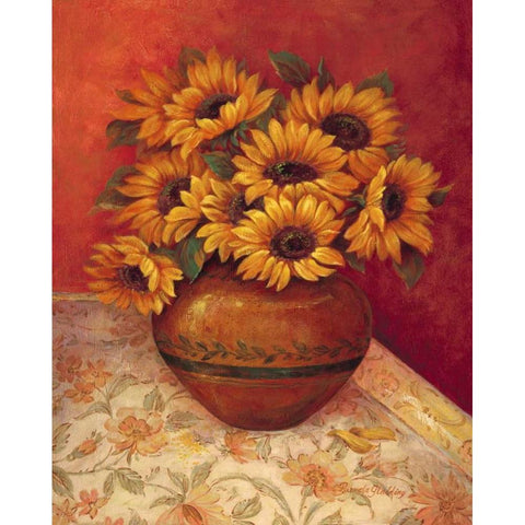 Tuscan Sunflowers II White Modern Wood Framed Art Print by Gladding, Pamela