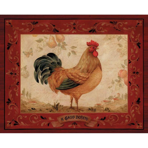 Gallo Dorato Black Modern Wood Framed Art Print with Double Matting by Gladding, Pamela