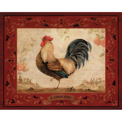 Gallo Nero Gold Ornate Wood Framed Art Print with Double Matting by Gladding, Pamela