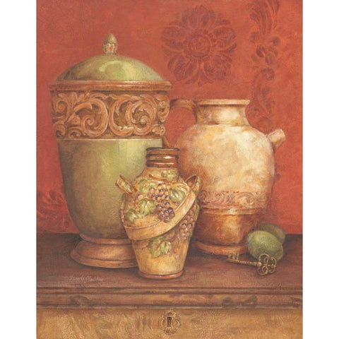 Tuscan Urns I Gold Ornate Wood Framed Art Print with Double Matting by Gladding, Pamela