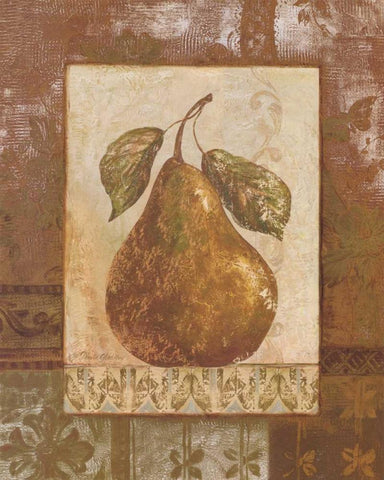 Rustic Pears II White Modern Wood Framed Art Print with Double Matting by Gladding, Pamela