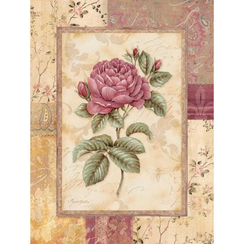 Provence Rose I Gold Ornate Wood Framed Art Print with Double Matting by Gladding, Pamela