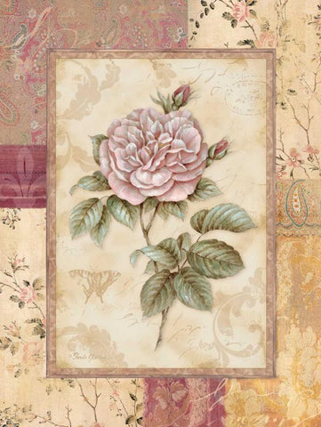 Provence Rose II Black Ornate Wood Framed Art Print with Double Matting by Gladding, Pamela