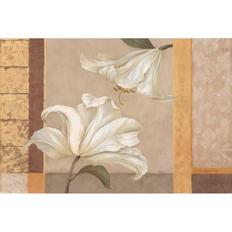 Lily Duet White Modern Wood Framed Art Print by Gladding, Pamela