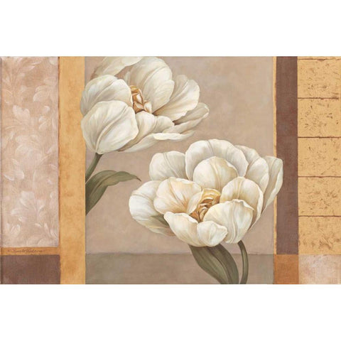 Tulip Duet White Modern Wood Framed Art Print by Gladding, Pamela