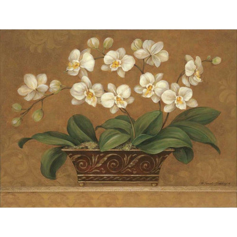 Orchid Tapestry White Modern Wood Framed Art Print by Gladding, Pamela