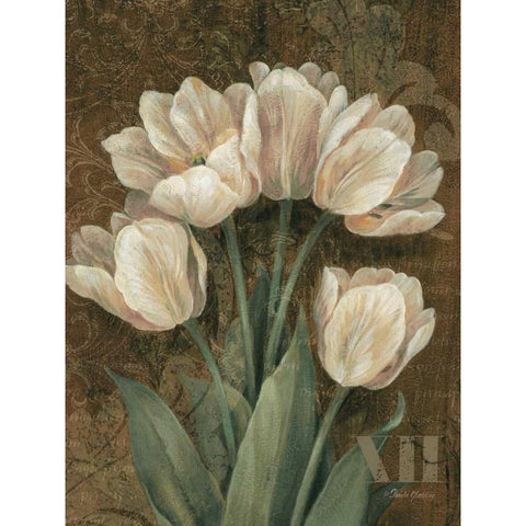 Petit Jardin Tulips Black Modern Wood Framed Art Print with Double Matting by Gladding, Pamela