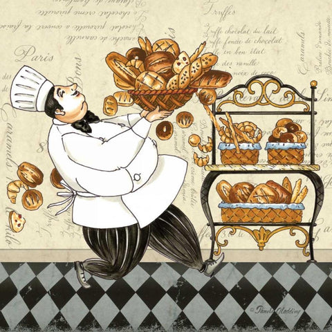 Chef Bread White Modern Wood Framed Art Print with Double Matting by Gladding, Pamela