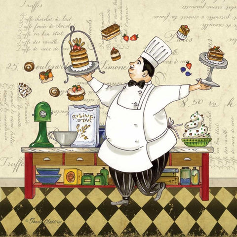 Chef Pastry Black Modern Wood Framed Art Print with Double Matting by Gladding, Pamela