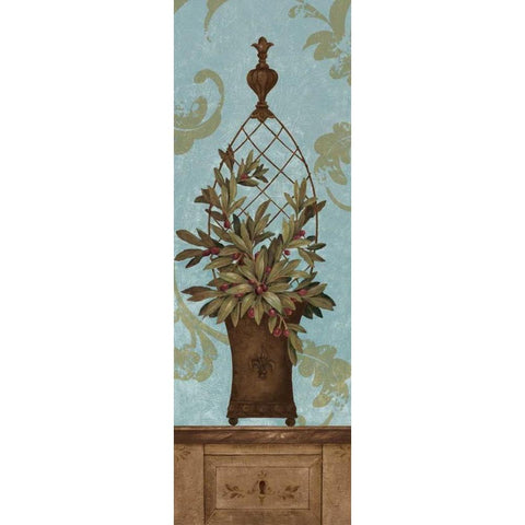 Blue Olive Topiary I Gold Ornate Wood Framed Art Print with Double Matting by Gladding, Pamela