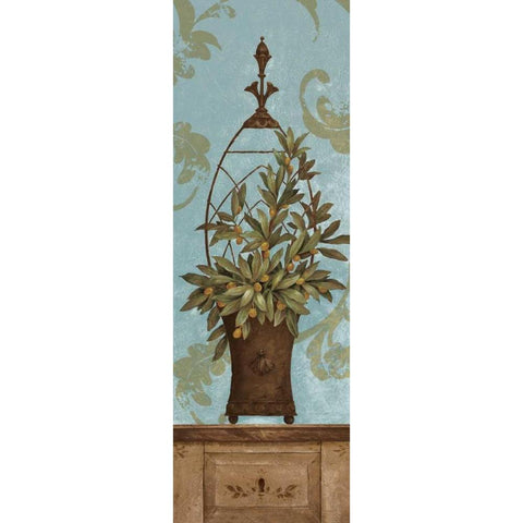 Blue Olive Topiary II White Modern Wood Framed Art Print by Gladding, Pamela