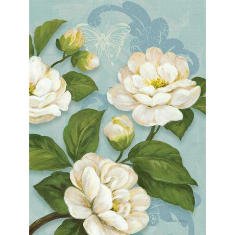 Camellias White Modern Wood Framed Art Print by Gladding, Pamela