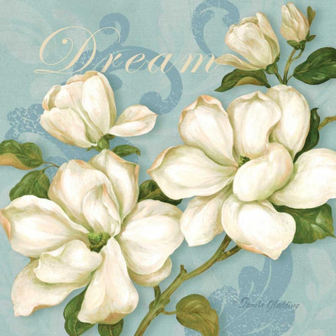 Inspiration Magnolias White Modern Wood Framed Art Print by Gladding, Pamela