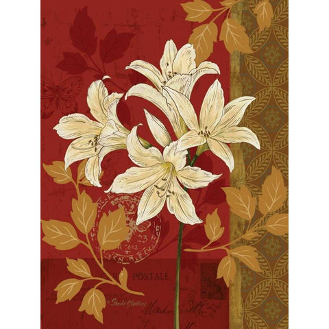 Chelsea Red II Gold Ornate Wood Framed Art Print with Double Matting by Gladding, Pamela