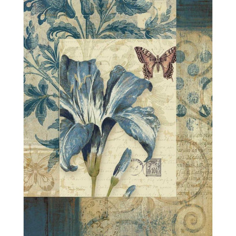 Blue Moods Lily White Modern Wood Framed Art Print by Gladding, Pamela