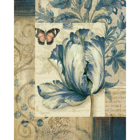 Blue Moods Tulip Black Modern Wood Framed Art Print with Double Matting by Gladding, Pamela