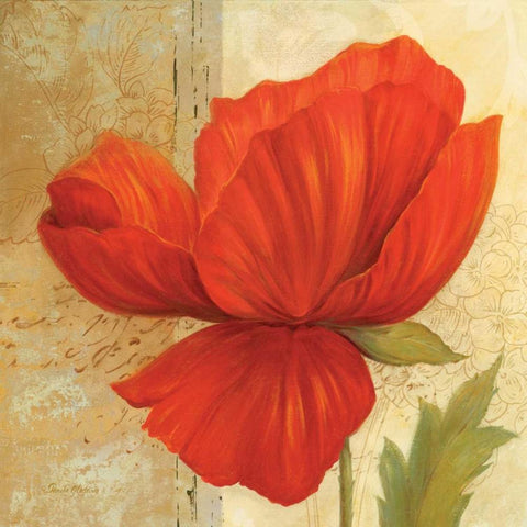 Papaver I Gold Ornate Wood Framed Art Print with Double Matting by Gladding, Pamela