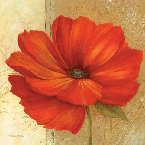 Papaver II Gold Ornate Wood Framed Art Print with Double Matting by Gladding, Pamela