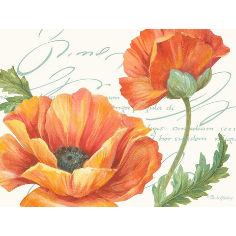 Orange Poppies II Black Modern Wood Framed Art Print by Gladding, Pamela