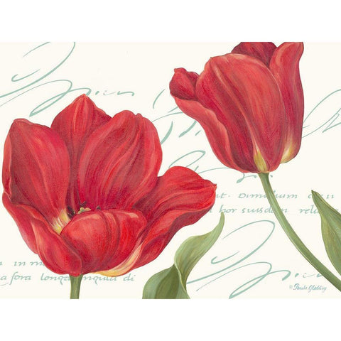 Red Tulips White Modern Wood Framed Art Print by Gladding, Pamela