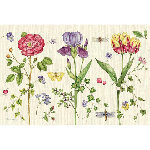 Lang of Flowers III Gold Ornate Wood Framed Art Print with Double Matting by Gladding, Pamela