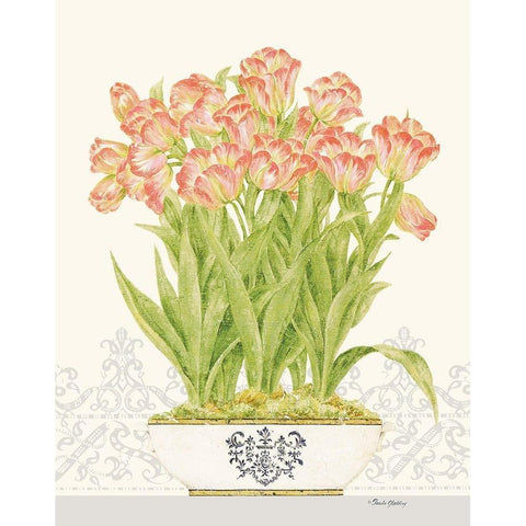 Imperial Tulips Gold Ornate Wood Framed Art Print with Double Matting by Gladding, Pamela
