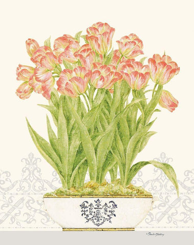 Imperial Tulips White Modern Wood Framed Art Print with Double Matting by Gladding, Pamela