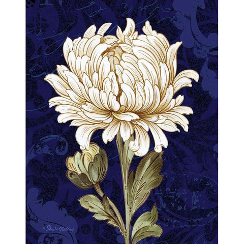Damask Chrysanthemum Black Modern Wood Framed Art Print with Double Matting by Gladding, Pamela