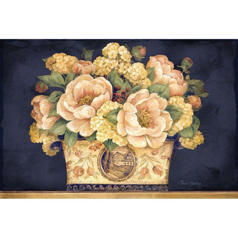 Peony Tapestry I Black Modern Wood Framed Art Print with Double Matting by Gladding, Pamela