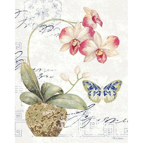 Orchid I Black Modern Wood Framed Art Print with Double Matting by Gladding, Pamela