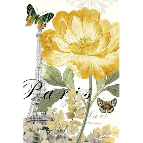 Paris Peony Gold Ornate Wood Framed Art Print with Double Matting by Gladding, Pamela