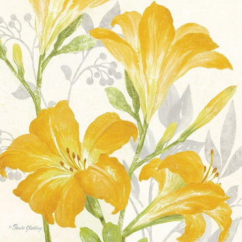 Day Lily Garden I White Modern Wood Framed Art Print by Gladding, Pamela