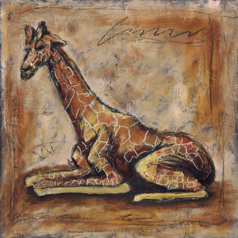 Safari Giraffe White Modern Wood Framed Art Print by Gamel, Tara