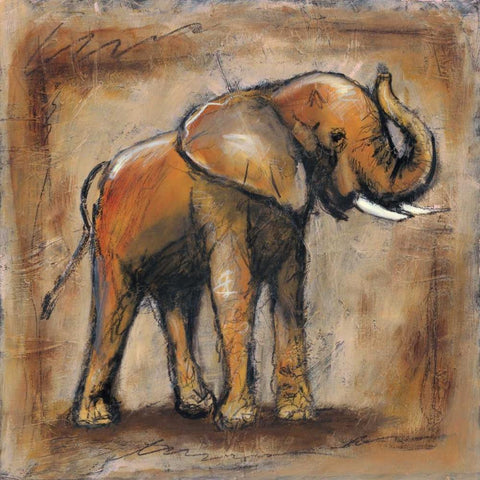 Safari Elephant White Modern Wood Framed Art Print with Double Matting by Gamel, Tara