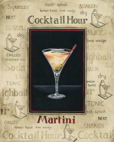 Martini White Modern Wood Framed Art Print with Double Matting by Gorham, Gregory