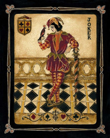 Harlequin Joker Black Ornate Wood Framed Art Print with Double Matting by Gorham, Gregory