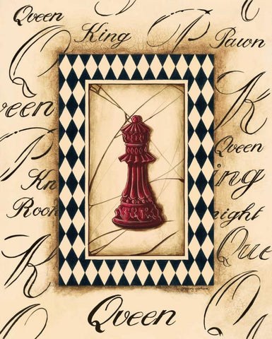 Chess Queen Black Ornate Wood Framed Art Print with Double Matting by Gorham, Gregory