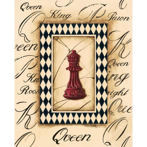 Chess Queen Gold Ornate Wood Framed Art Print with Double Matting by Gorham, Gregory