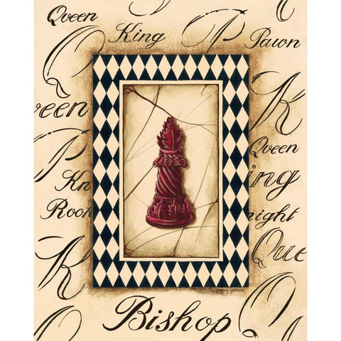 Chess Bishop Gold Ornate Wood Framed Art Print with Double Matting by Gorham, Gregory