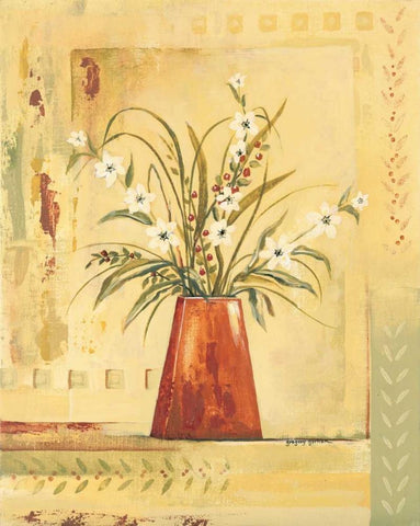 Red Vase White Modern Wood Framed Art Print with Double Matting by Gorham, Gregory