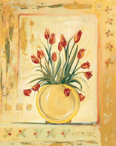 Yellow Vase White Modern Wood Framed Art Print with Double Matting by Gorham, Gregory