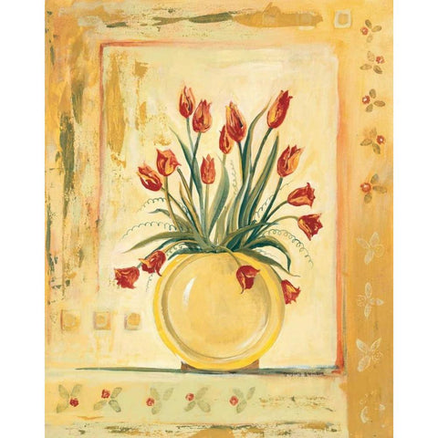Yellow Vase Black Modern Wood Framed Art Print by Gorham, Gregory