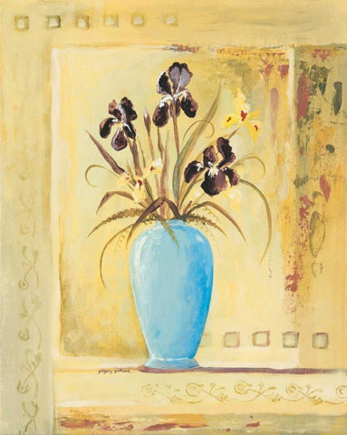 Blue Vase Black Ornate Wood Framed Art Print with Double Matting by Gorham, Gregory