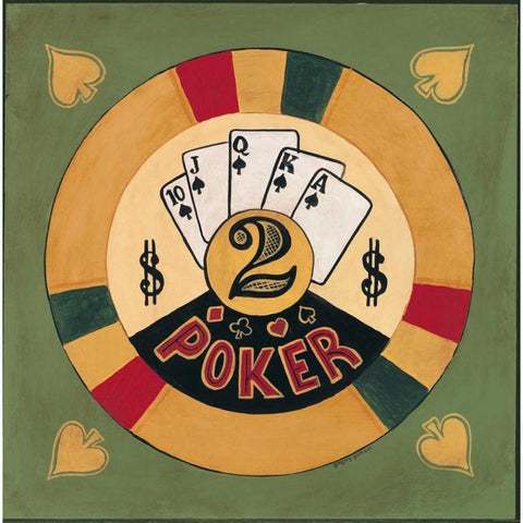 Poker - $2 Gold Ornate Wood Framed Art Print with Double Matting by Gorham, Gregory