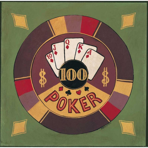 Poker - $I00 White Modern Wood Framed Art Print by Gorham, Gregory