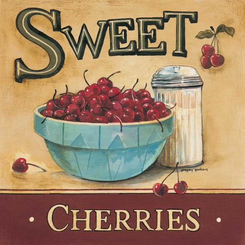 Sweet Cherries White Modern Wood Framed Art Print by Gorham, Gregory