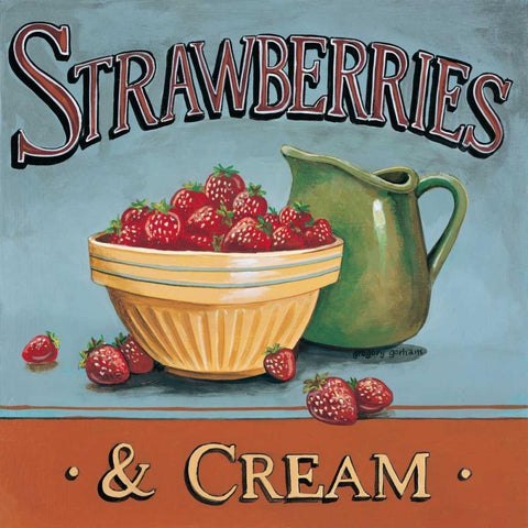 Strawberries and Cream White Modern Wood Framed Art Print with Double Matting by Gorham, Gregory